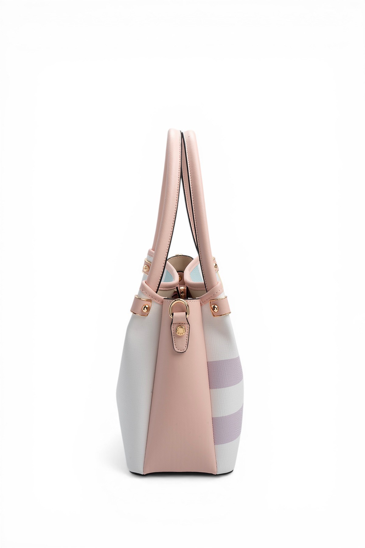 Silver Polo Lila - Pembe Ekose Kadın El Çantası SP1254