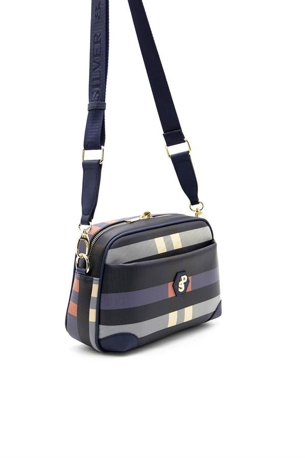 Silver Polo Lacivert - Lacivert Ekose Kadın Çapraz Çanta SP1094