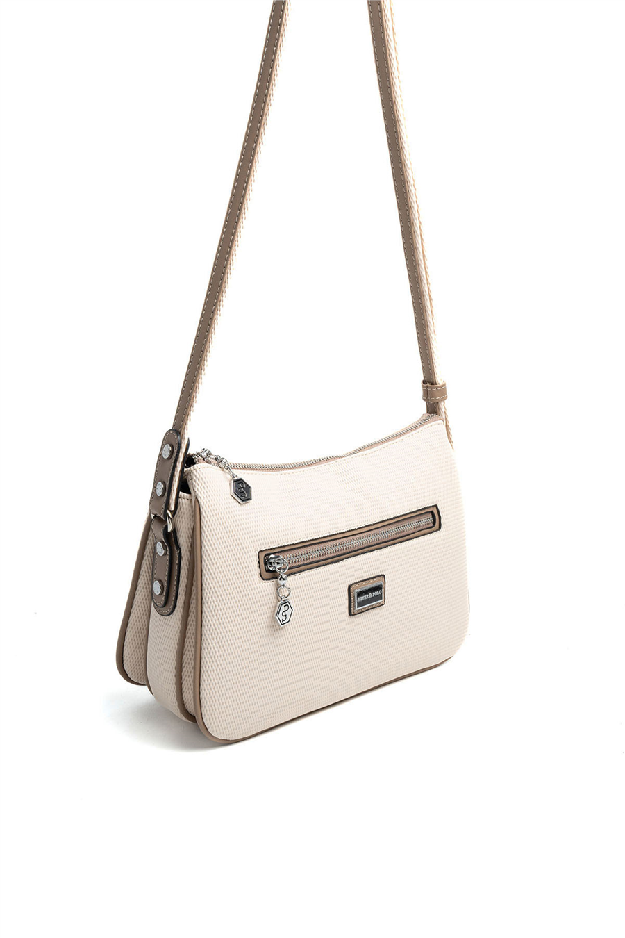 Silver Polo Bej - Latte Petek Kadın Çapraz Çanta SP818