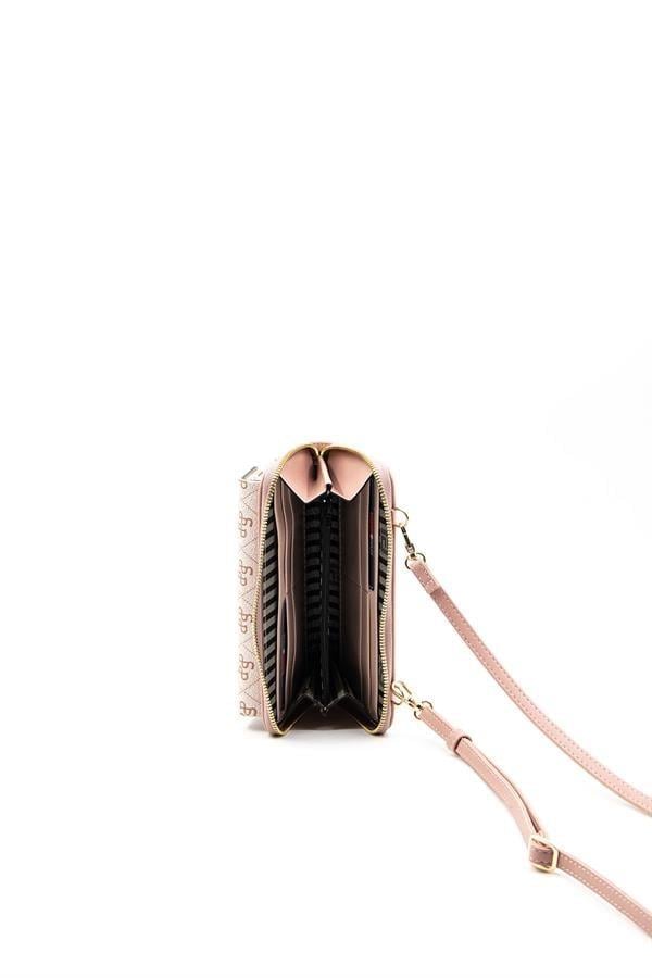 Silver Polo Pembe - Somon Monogram Kadın Telefon Çantası SP921