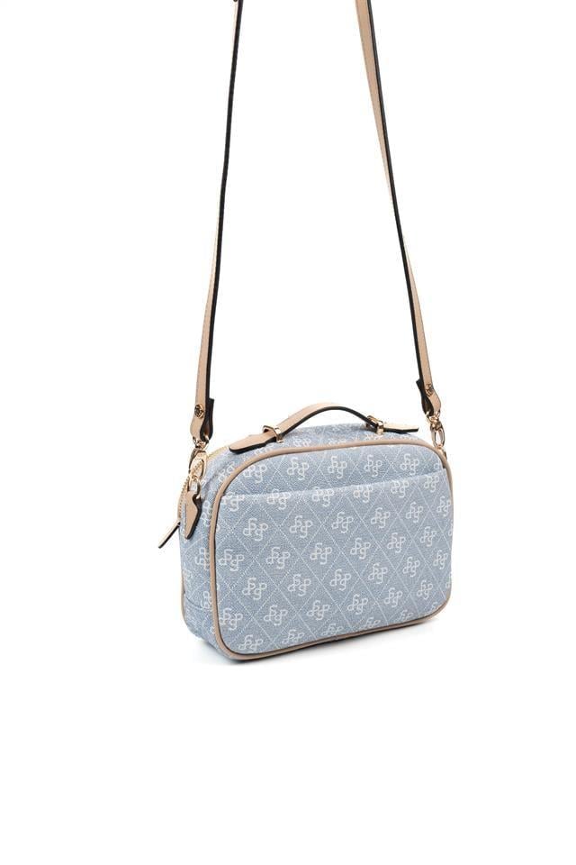 Silver & Polo SP1186 Kadın Çapraz Çanta Monogram Mavi-Ten