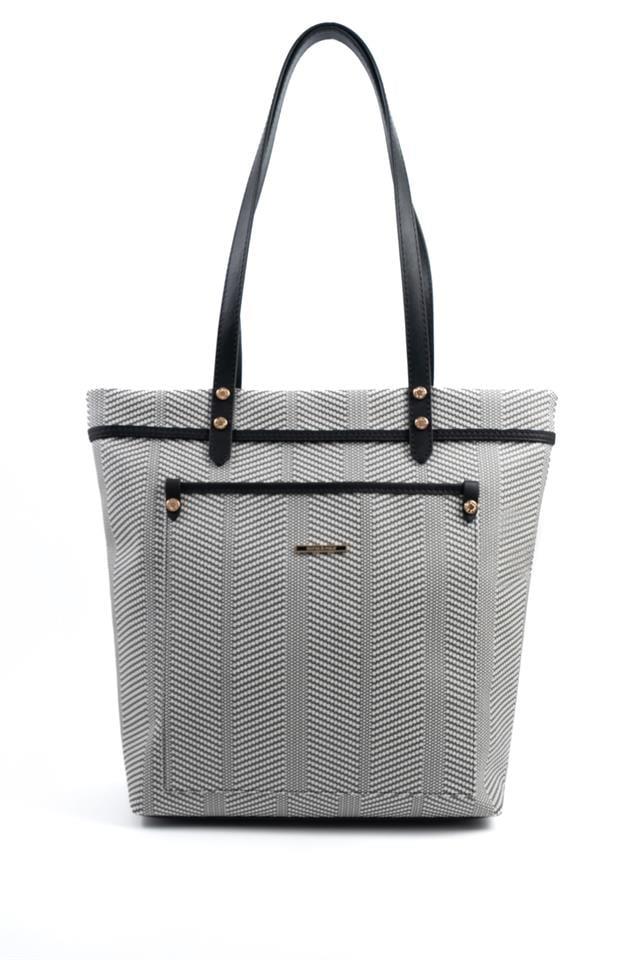 Silver & Polo SP1203 Kadın Omuz Çantası Hasır Siyah Beyaz-Siyah