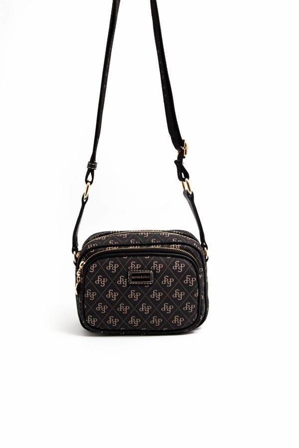 Silver & Polo SP1111 Kadın Çapraz Çanta Monogram Füme-Siyah