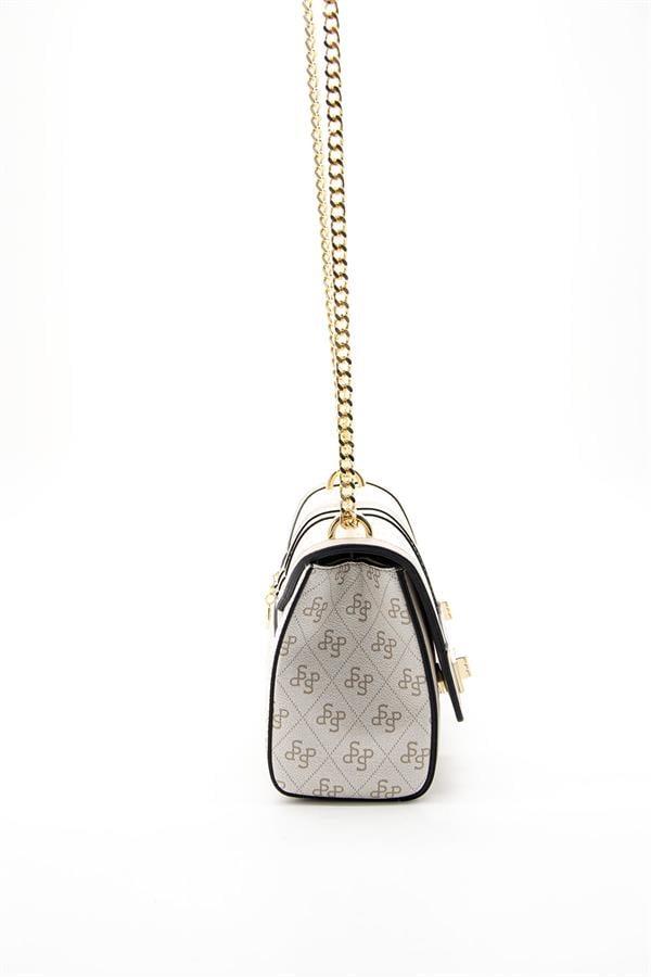 Silver & Polo SP1139 Kadın Çapraz Çanta Monogram Bej-Kum