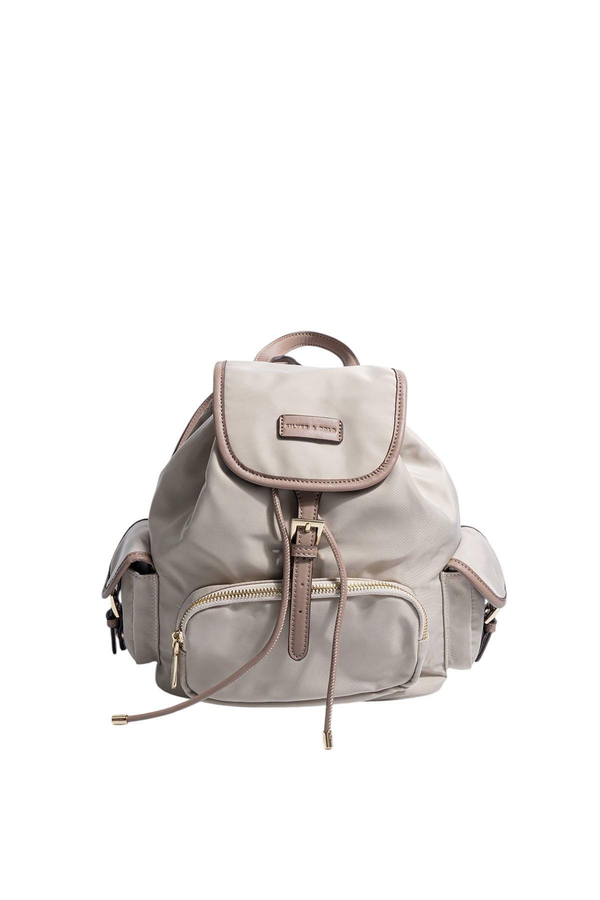 Silver Polo SP1207 Kadın Sırt Çantası Saten Bej-Kum
