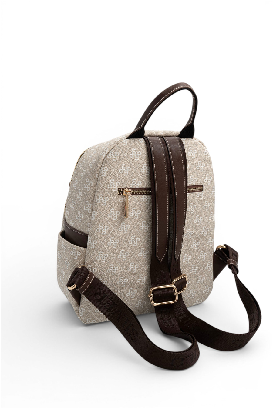 Silver Polo SP906 Kadın Sırt Çantası Monogram Taş-Kahve