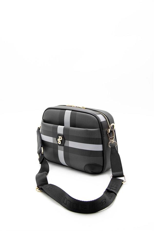 Silver Polo Siyah - Siyah Ekose Kadın Çapraz Çanta SP1094