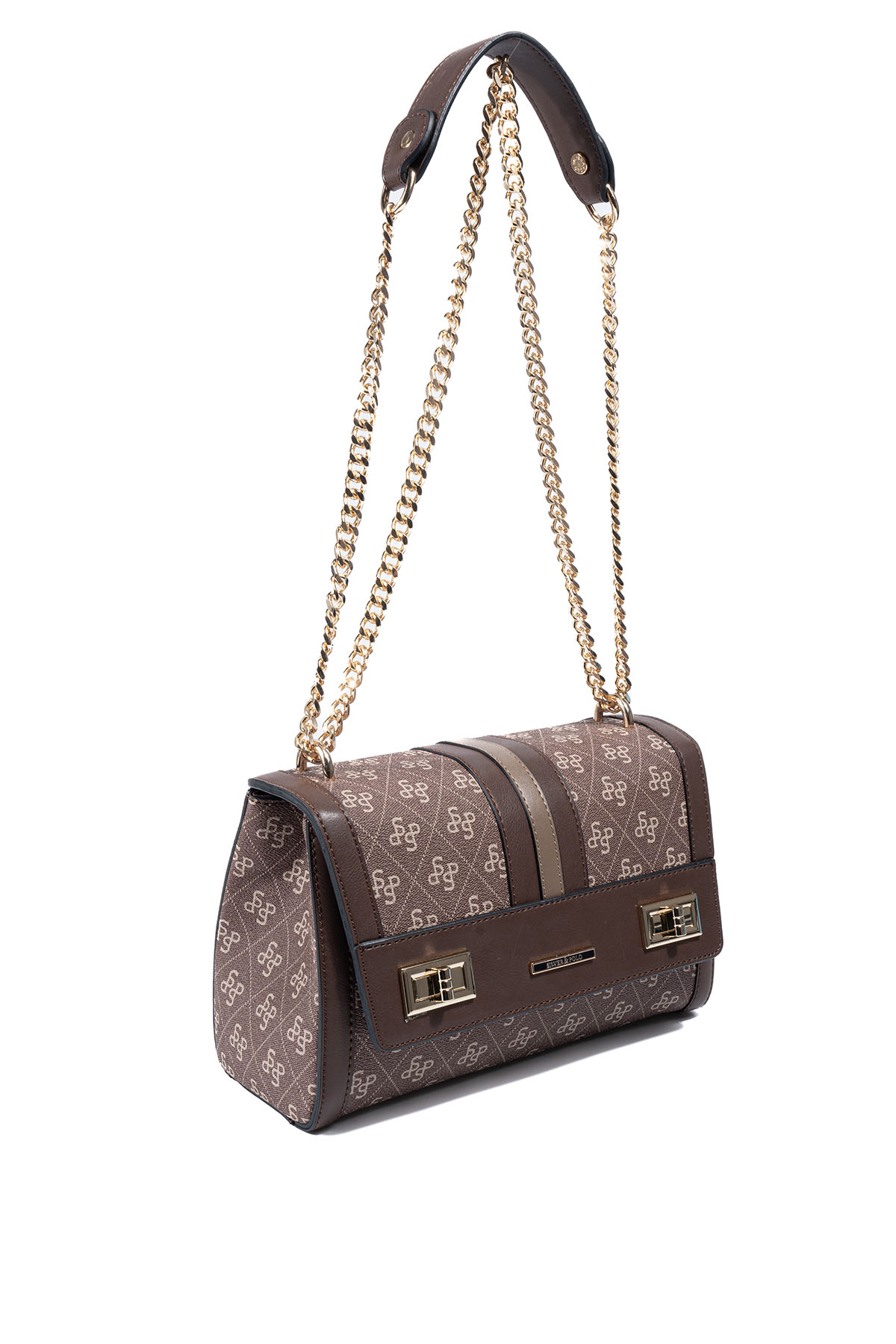 Silver & Polo SP1139 Kadın Çapraz Çanta Monogram Kahve