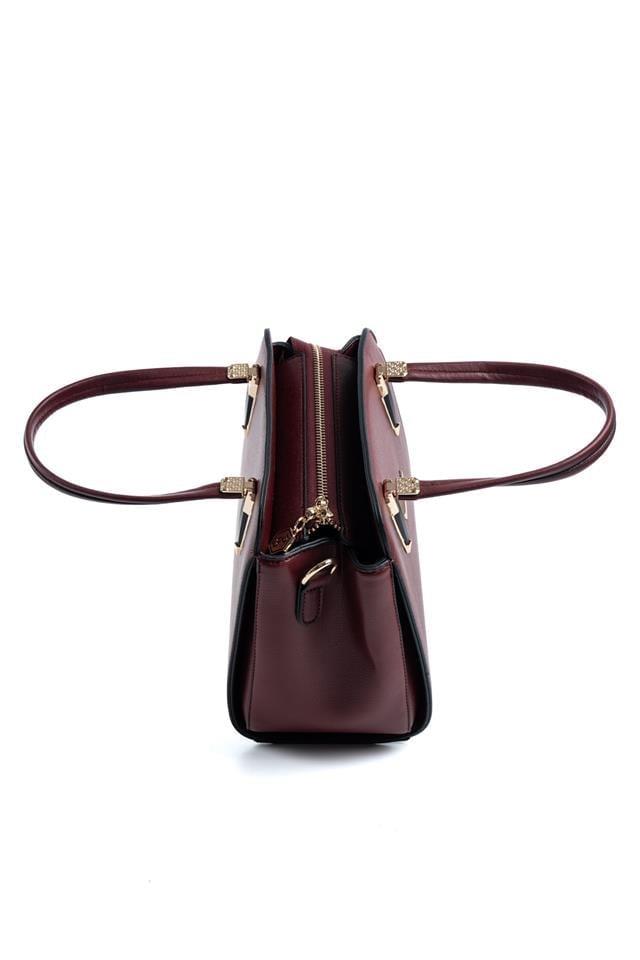 Silver Polo Bordo - Bordo Düz Kadın El Çantası SP1136