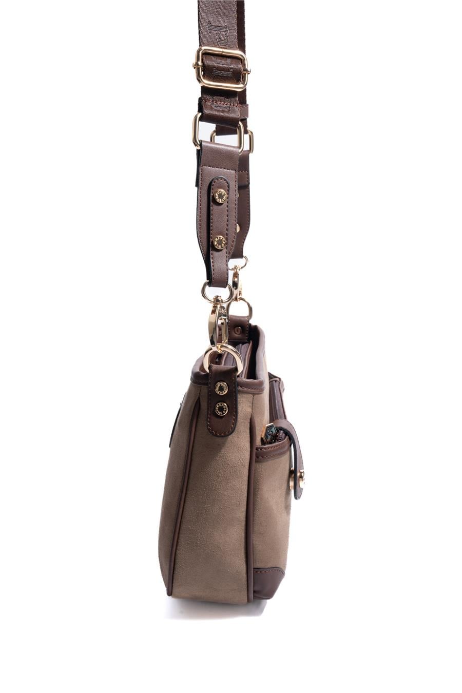 Silver & Polo SP1160 Kadın Çapraz Çanta Süet Vizon-Kahve