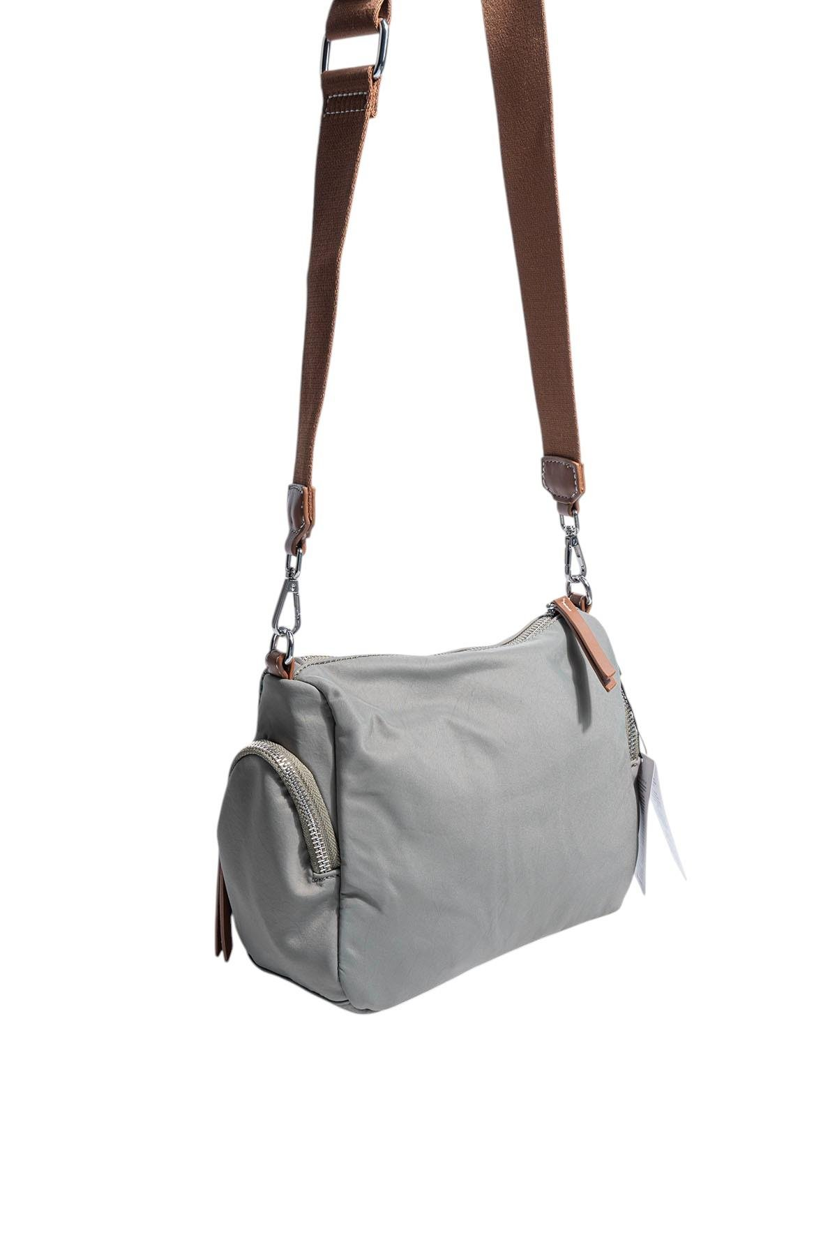 Silver Polo Yeşil - Taba Saten Kadın Çapraz Çanta SP1229