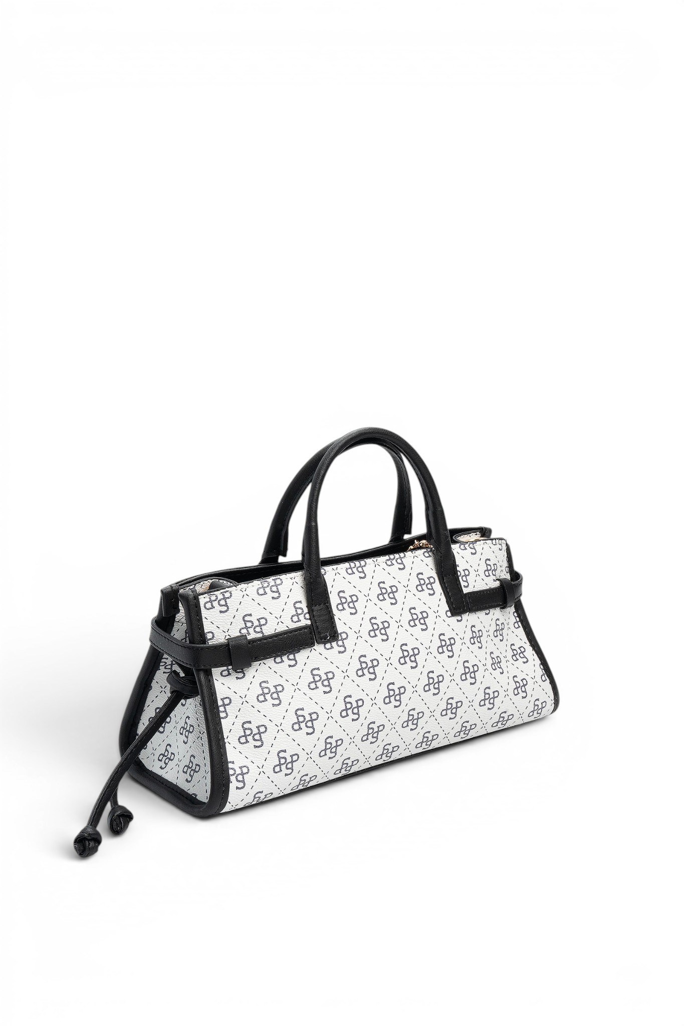 Silver Polo Beyaz - Siyah Monogram Kadın El Çantası SP1260