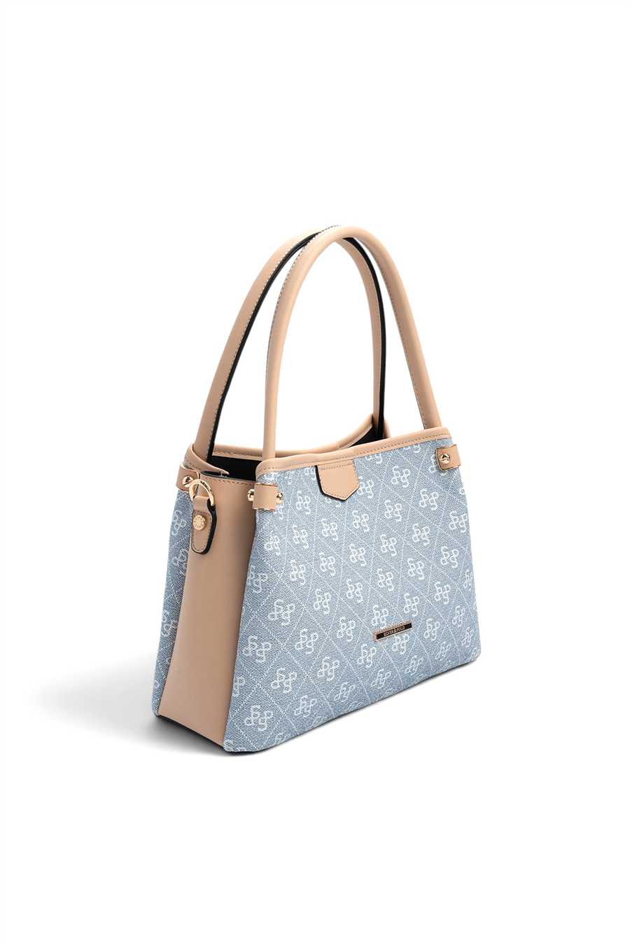 Silver Polo SP1254 Kadın El Çantası Monogram Mavi-Ten