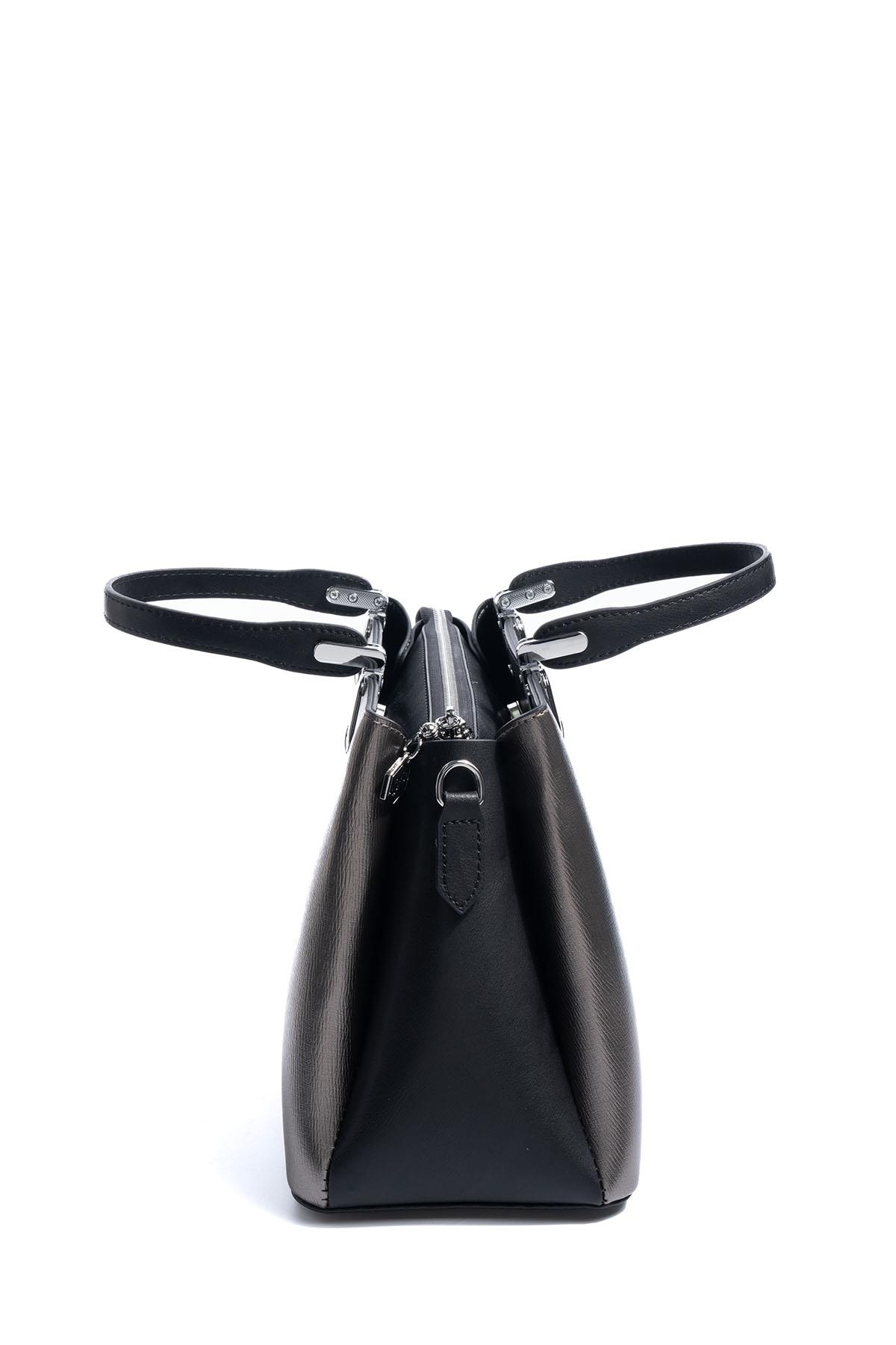 Silver & Polo SP1253 Kadın El Çantası Düz Platin-Siyah