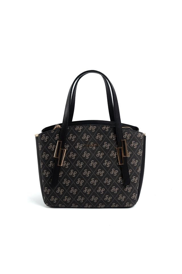 Silver & Polo SP1021 Kadın El Çantası Monogram Füme-Siyah