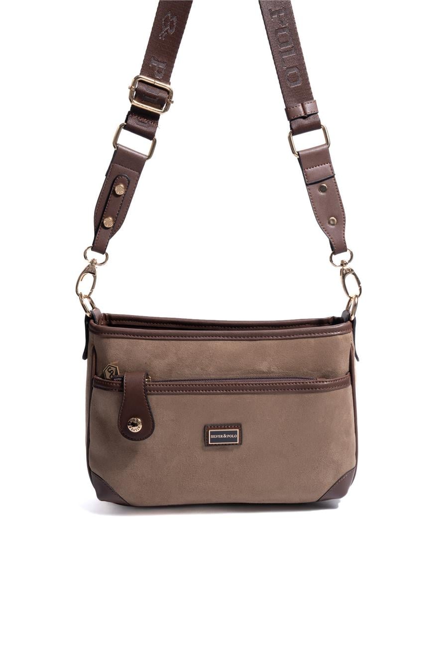 Silver & Polo SP1160 Kadın Çapraz Çanta Süet Vizon-Kahve