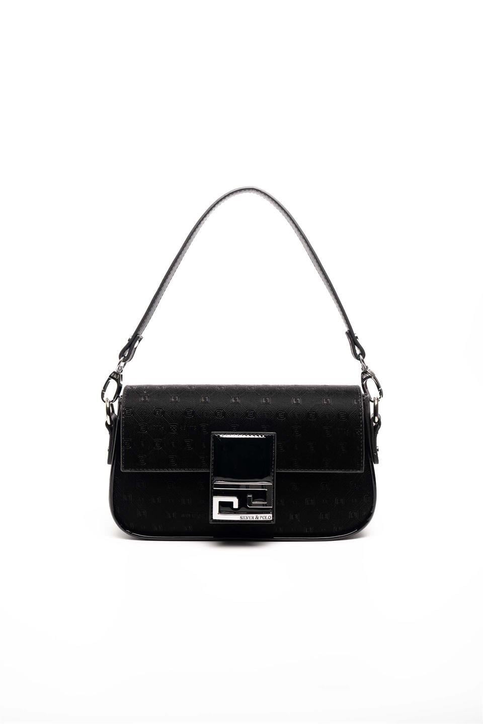 Silver & Polo SP1179 Kadın Omuz Çantası Fashion Siyah-Rugan Siyah