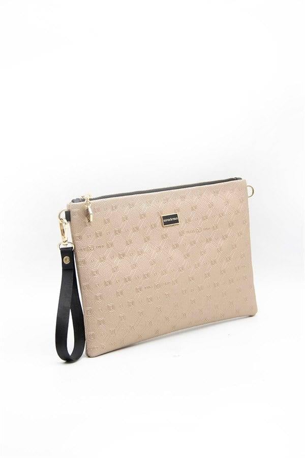 Silver Polo Nut - Siyah Logolu Kadın Portföy ve Clutch El Çantası SP1034