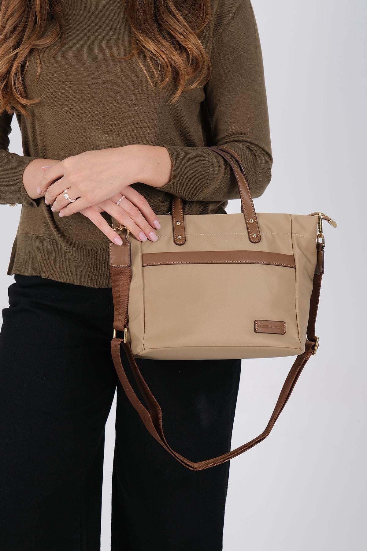 Silver Polo SP1214 Kadın El Çantası Saten Vizon-Camel