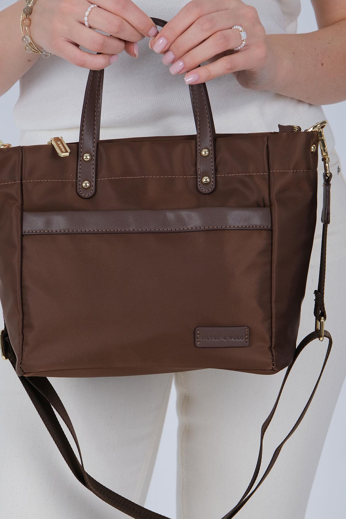 Silver Polo SP1214 Kadın El Çantası Saten Kahve-Kahve