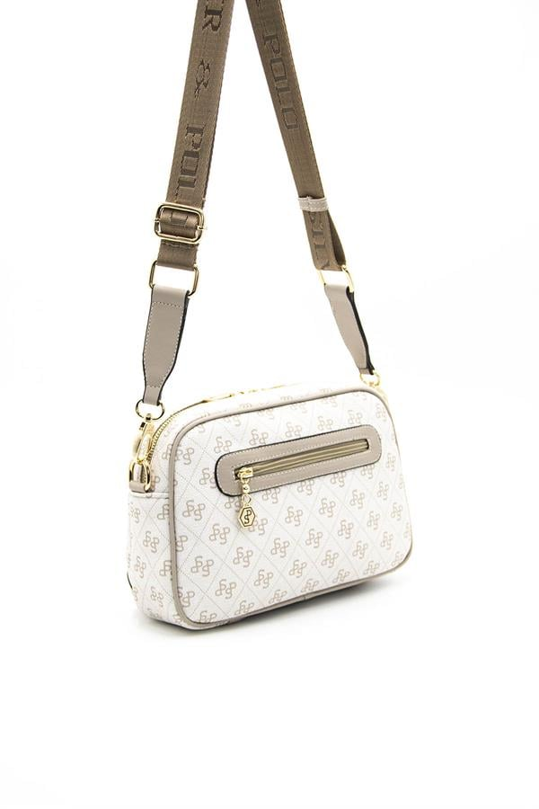 Silver Polo SP1094 Kadın Çapraz Çanta Monogram Bej-Kum