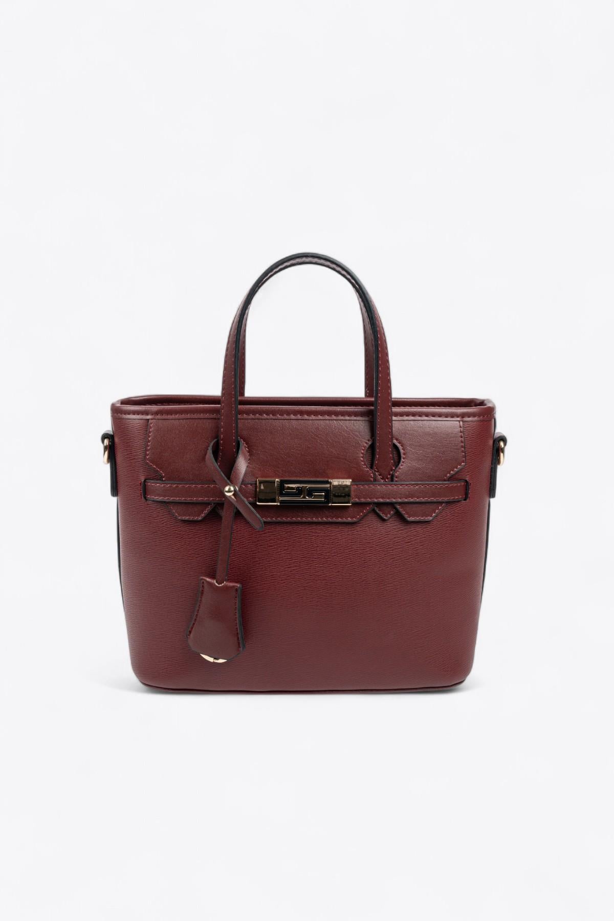 Silver Polo SP1185 Kadın El Çantası Düz Bordo-Bordo