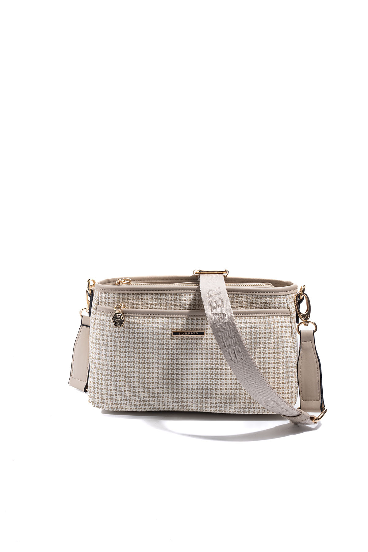 Silver & Polo SP1184 Kadın Çapraz Çanta King Desen Kum-Kum Beji