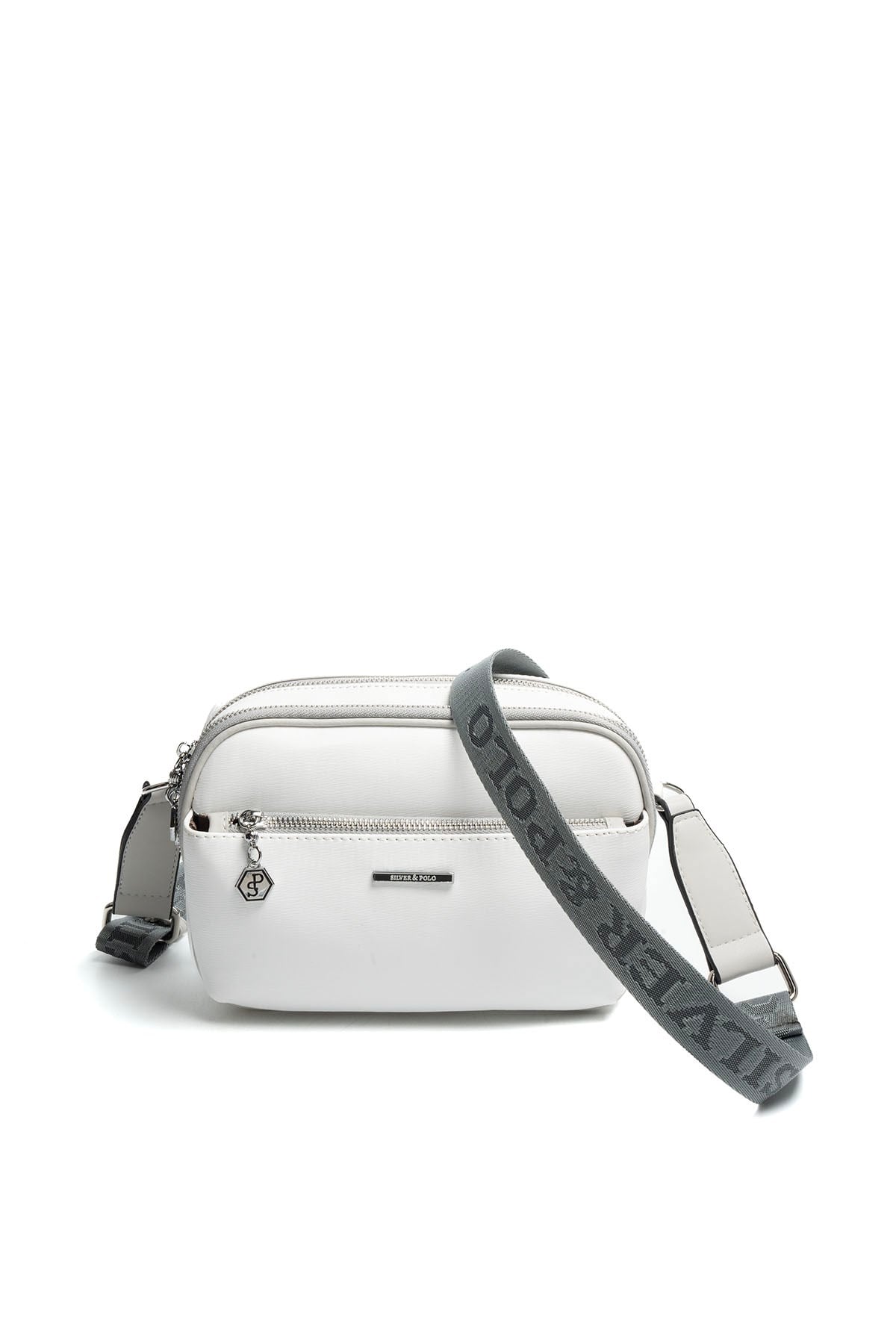 Silver & Polo SP1162 Kadın Çapraz Çanta Düz Beyaz-A.Gri