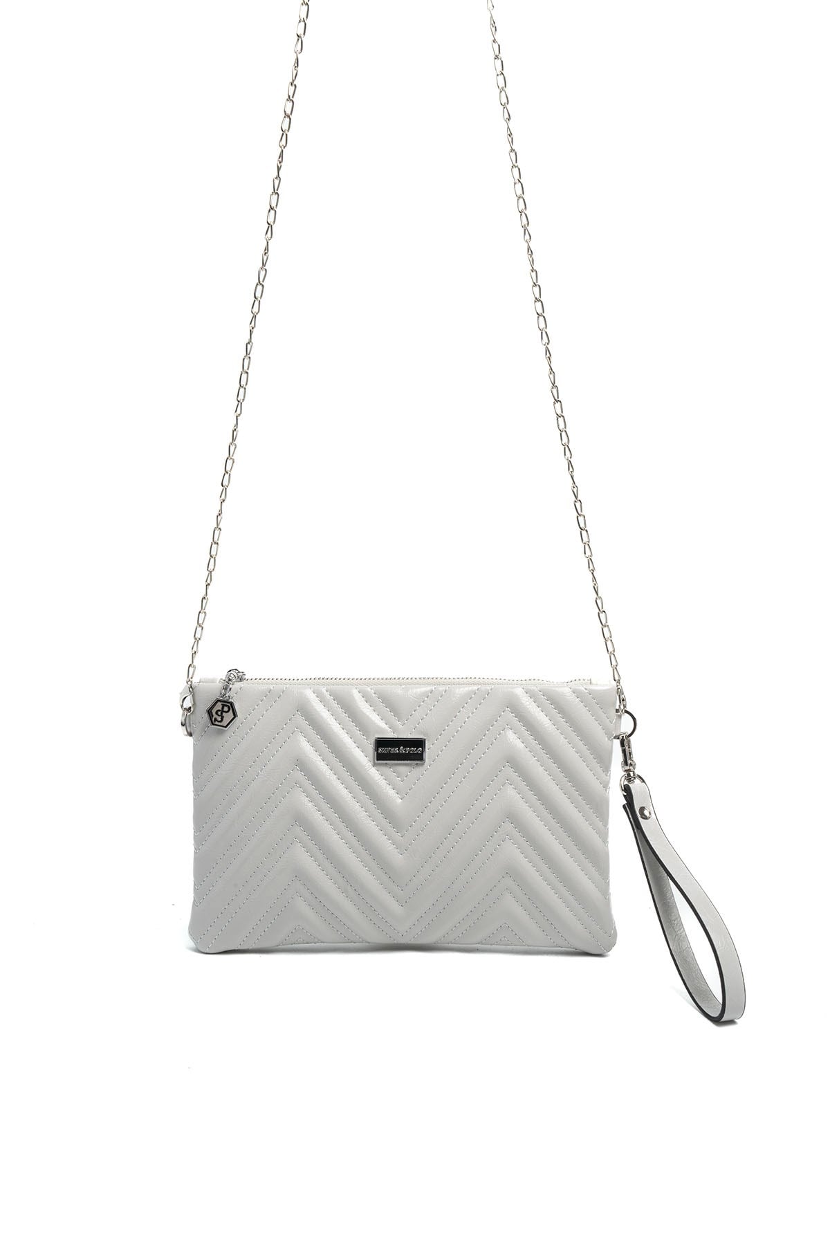 Silver Polo Gri - Gri Kapitone V Kadın Portföy ve Clutch El Çantası SP1250