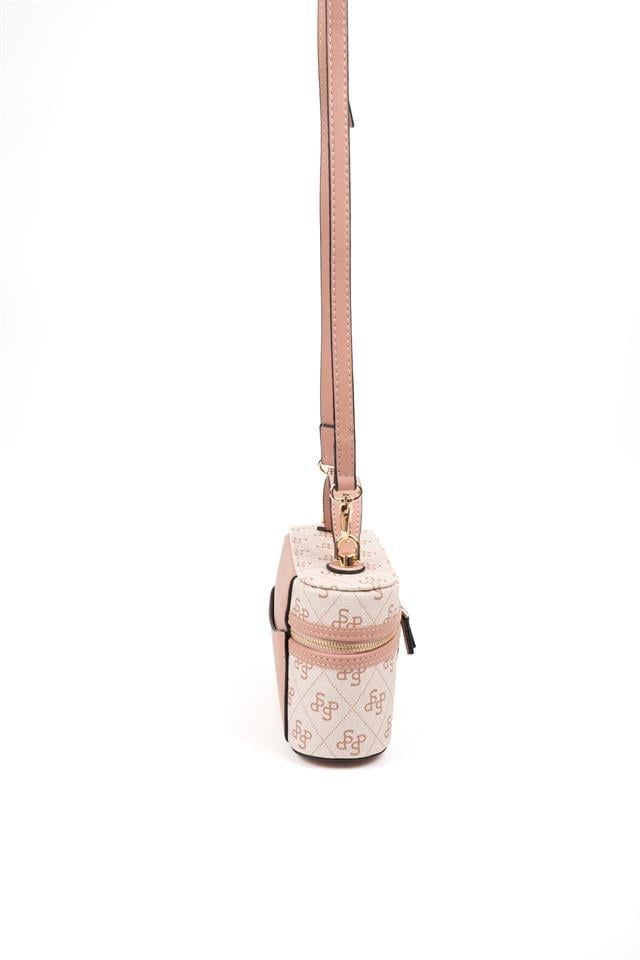 Silver Polo Pembe - Somon Monogram Kadın El Çantası SP1195