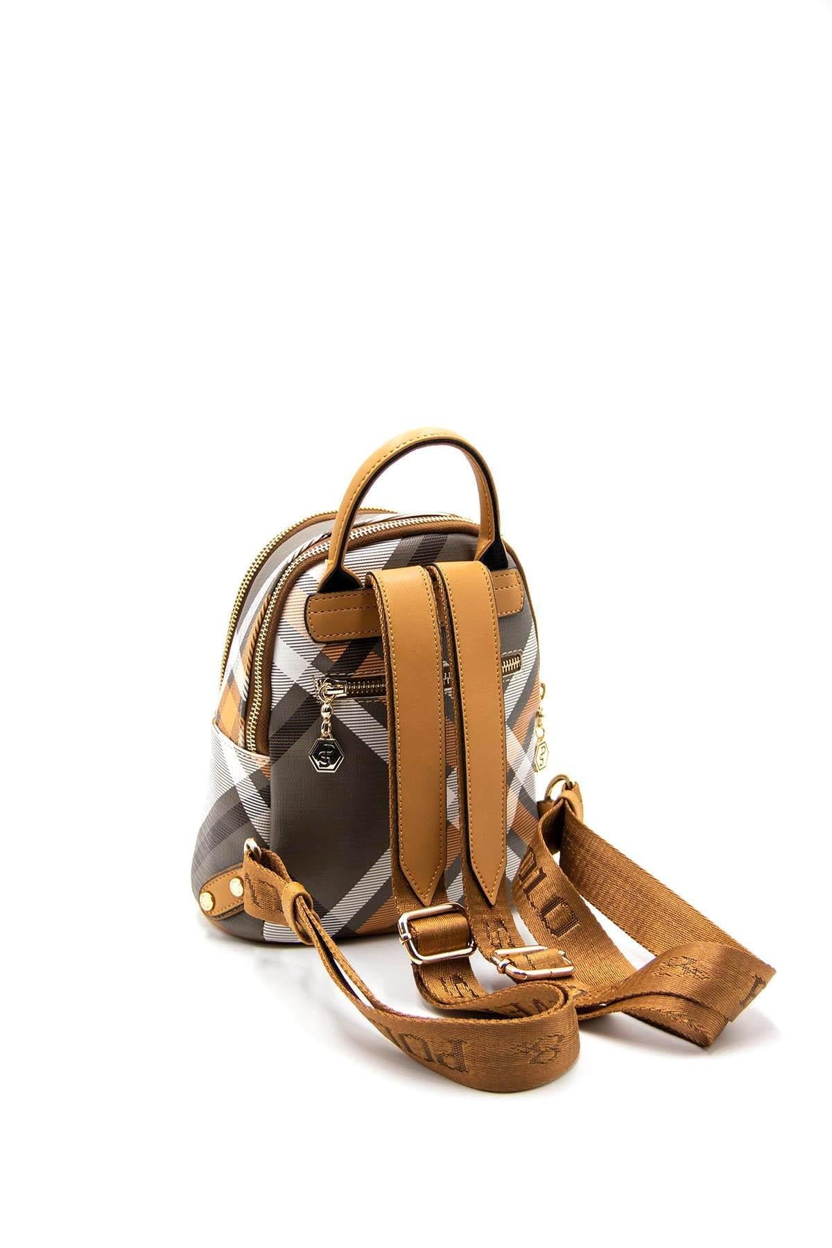 Silver Polo SP983 Kadın Sırt Çantası Ekose Haki-Camel