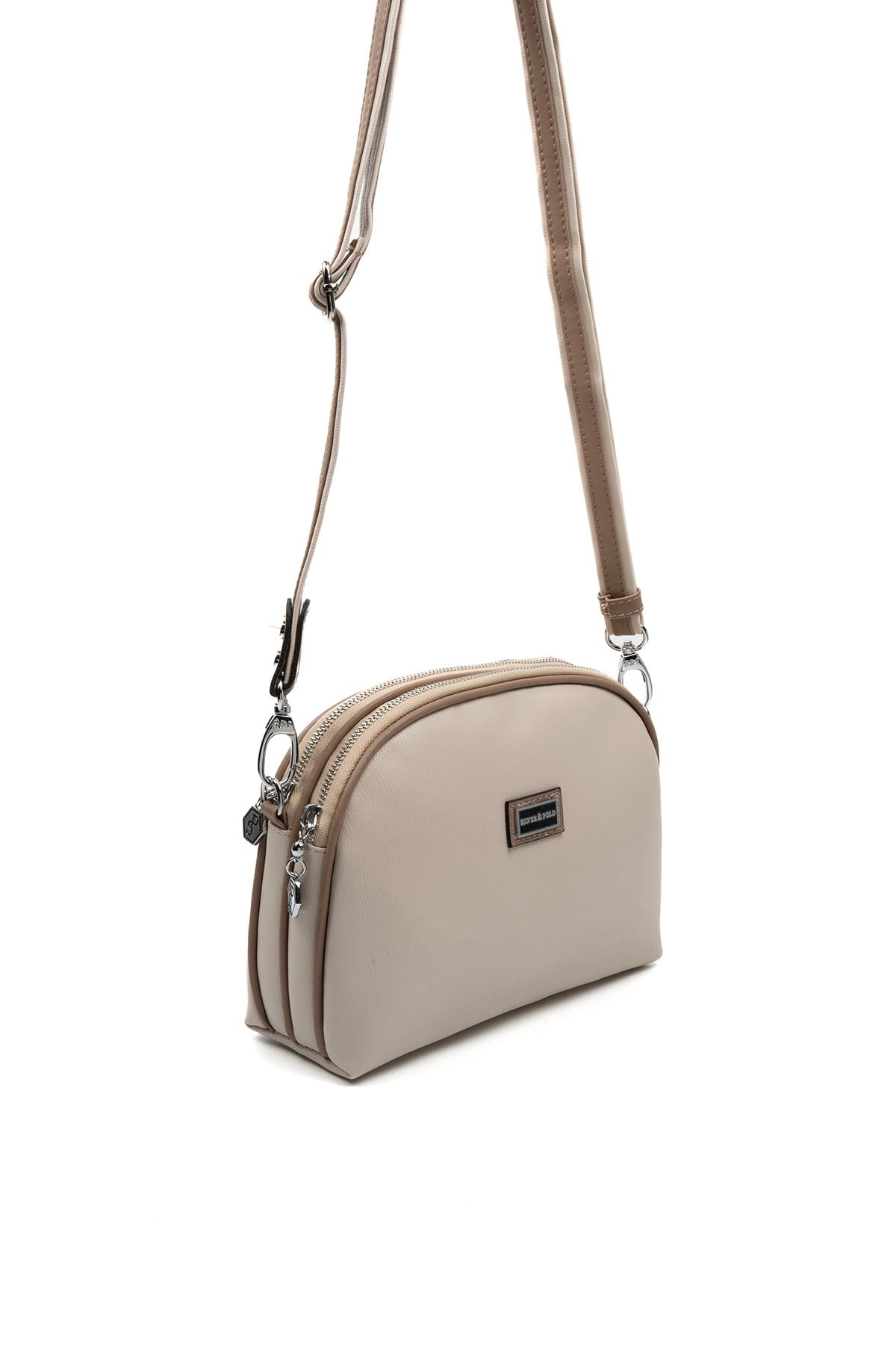 Silver Polo Bej - Latte Düz Kadın Çapraz Çanta SP765