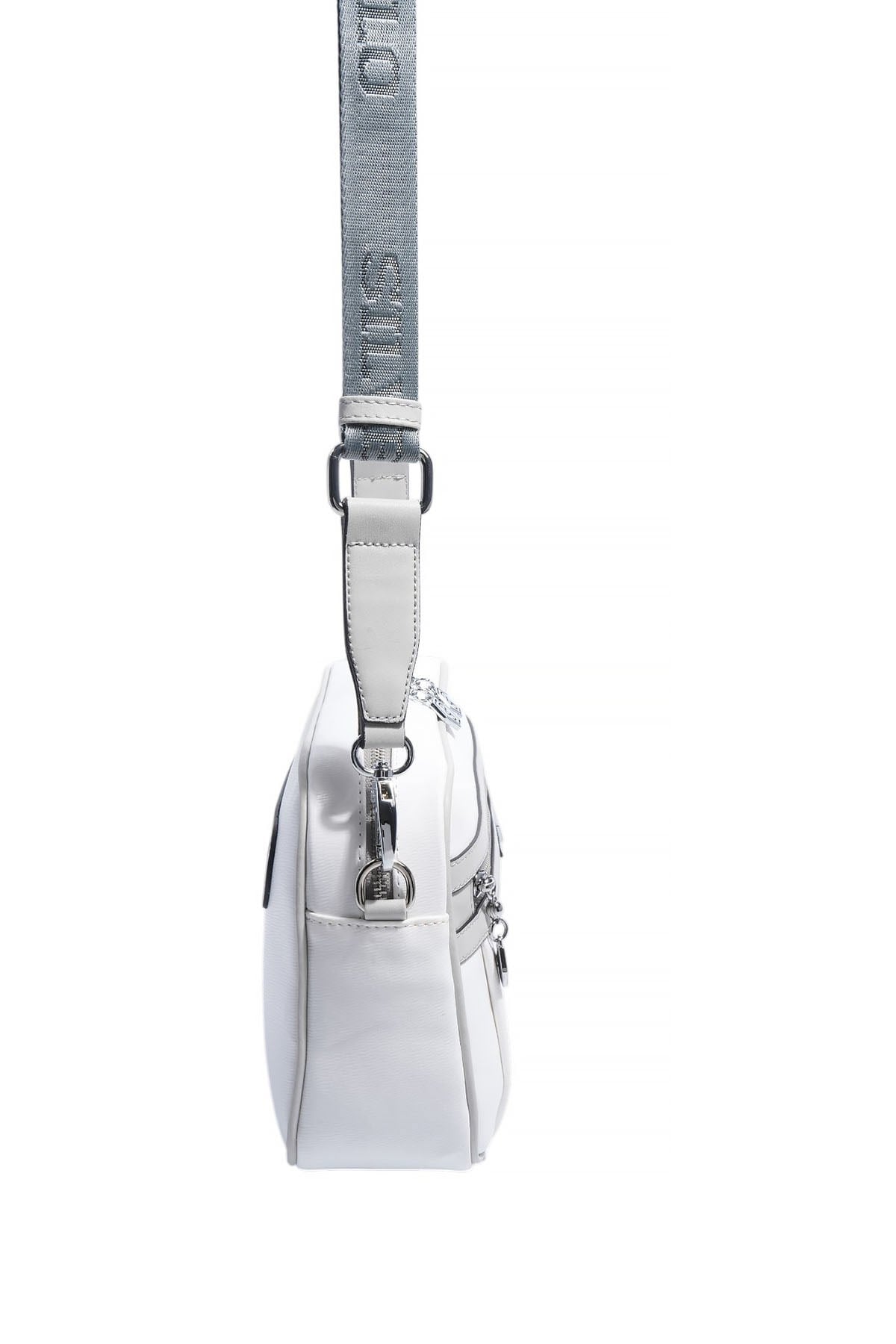 Silver Polo SP1280 Kadın Çapraz Çanta Düz Beyaz-A.Gri