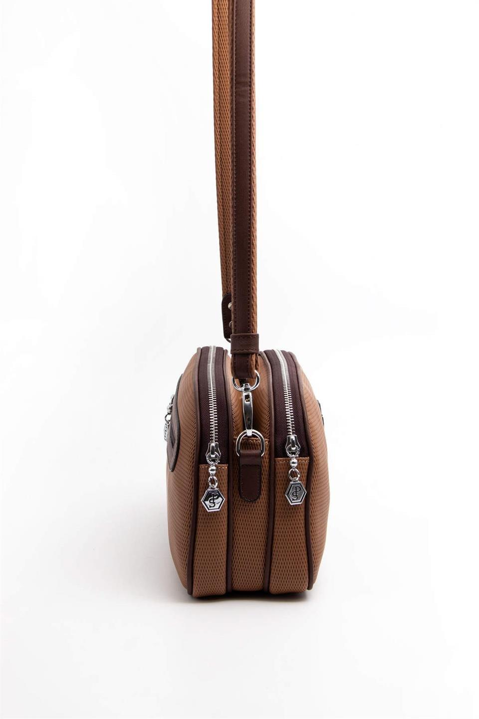 Silver & Polo SP745 Kadın Çapraz Çanta Petek Karamel-Kahve