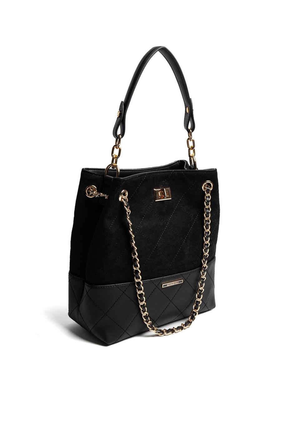 Silver Polo SP1262 Kadın Omuz Çantası Süet Siyah-Siyah