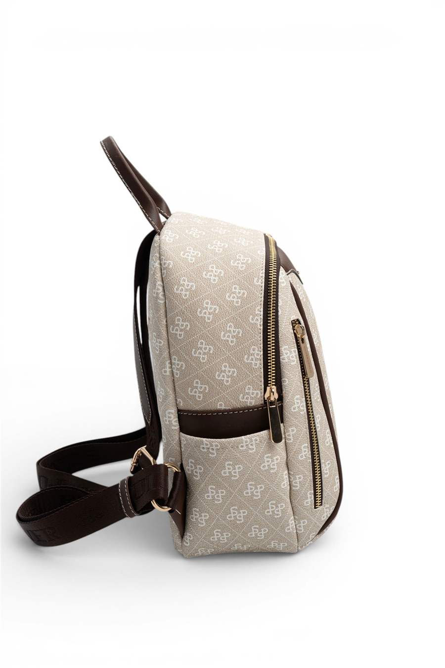 Silver Polo SP906 Kadın Sırt Çantası Monogram Taş-Kahve