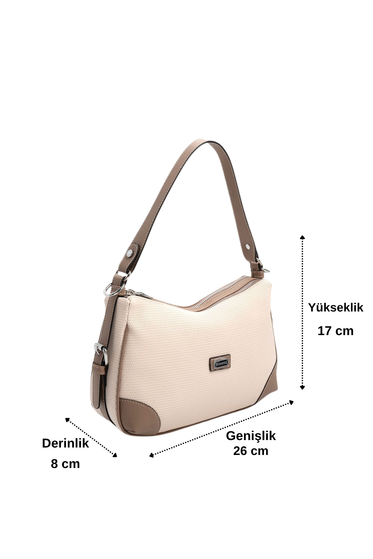 Silver Polo Bej - Latte Petek Kadın Omuz Çantası SP1269