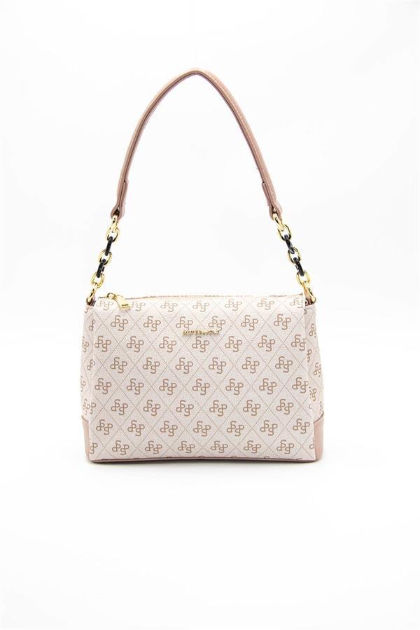 Silver & Polo SP910 Kadın Çapraz Çanta Monogram Pembe-Somon