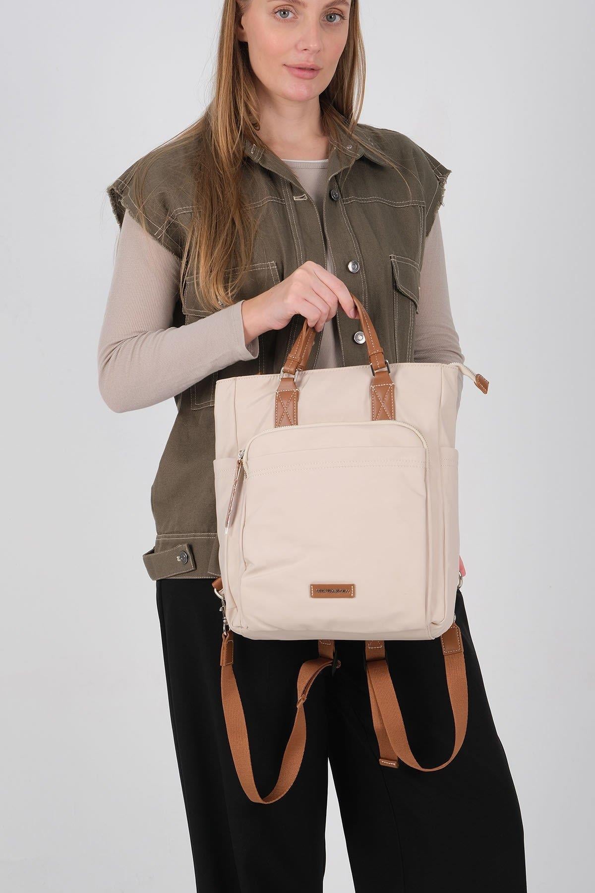 Silver & Polo SP1226 Kadın El Çantası Saten Bej-Taba