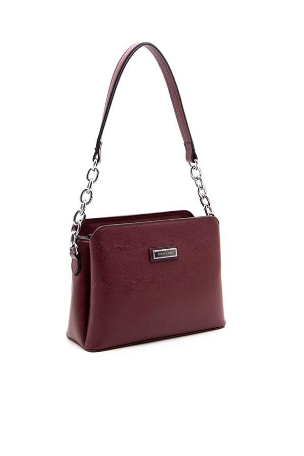 Silver Polo Bordo - Bordo Düz Kadın Omuz Çantası SP937