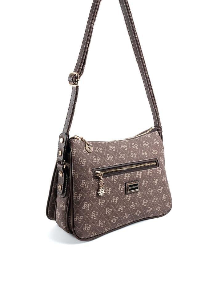 Silver Polo SP818 Kadın Çapraz Çanta Monogram Kahve-Kahve