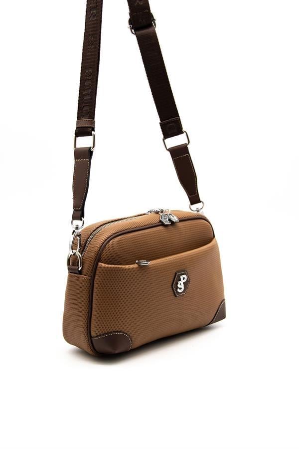 Silver & Polo SP1094 Kadın Çapraz Çanta Petek Karamel-Kahve