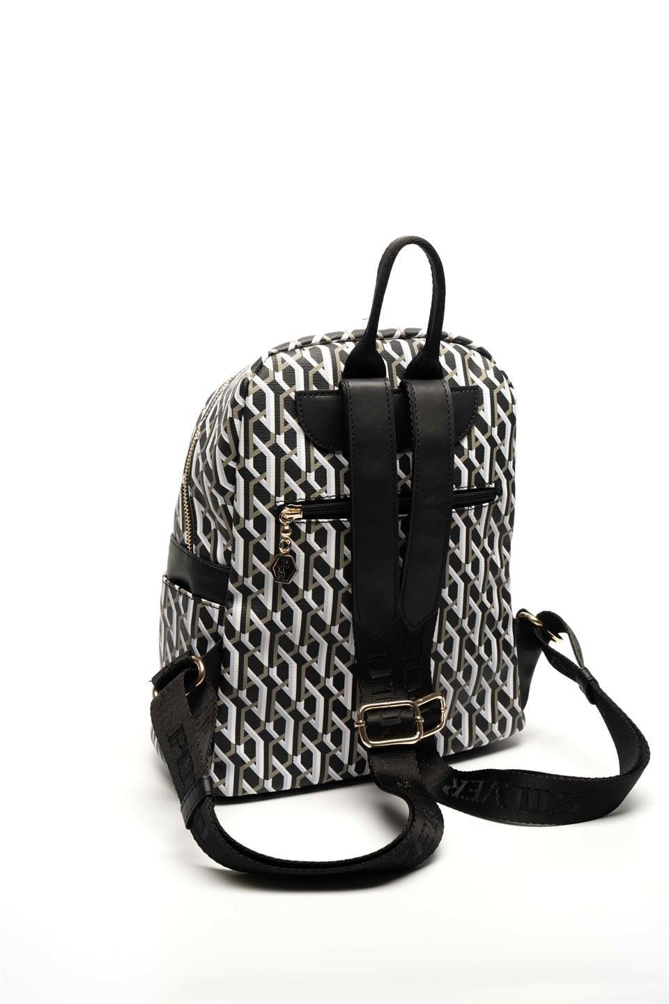 Silver & Polo SP926 Kadın Sırt Çantası Ekose Siyah