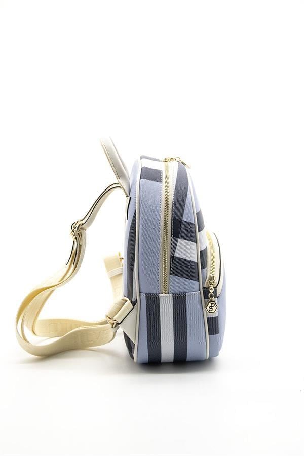 Silver & Polo SP945 Kadın Sırt Çantası Ekose Mavi-Kemik