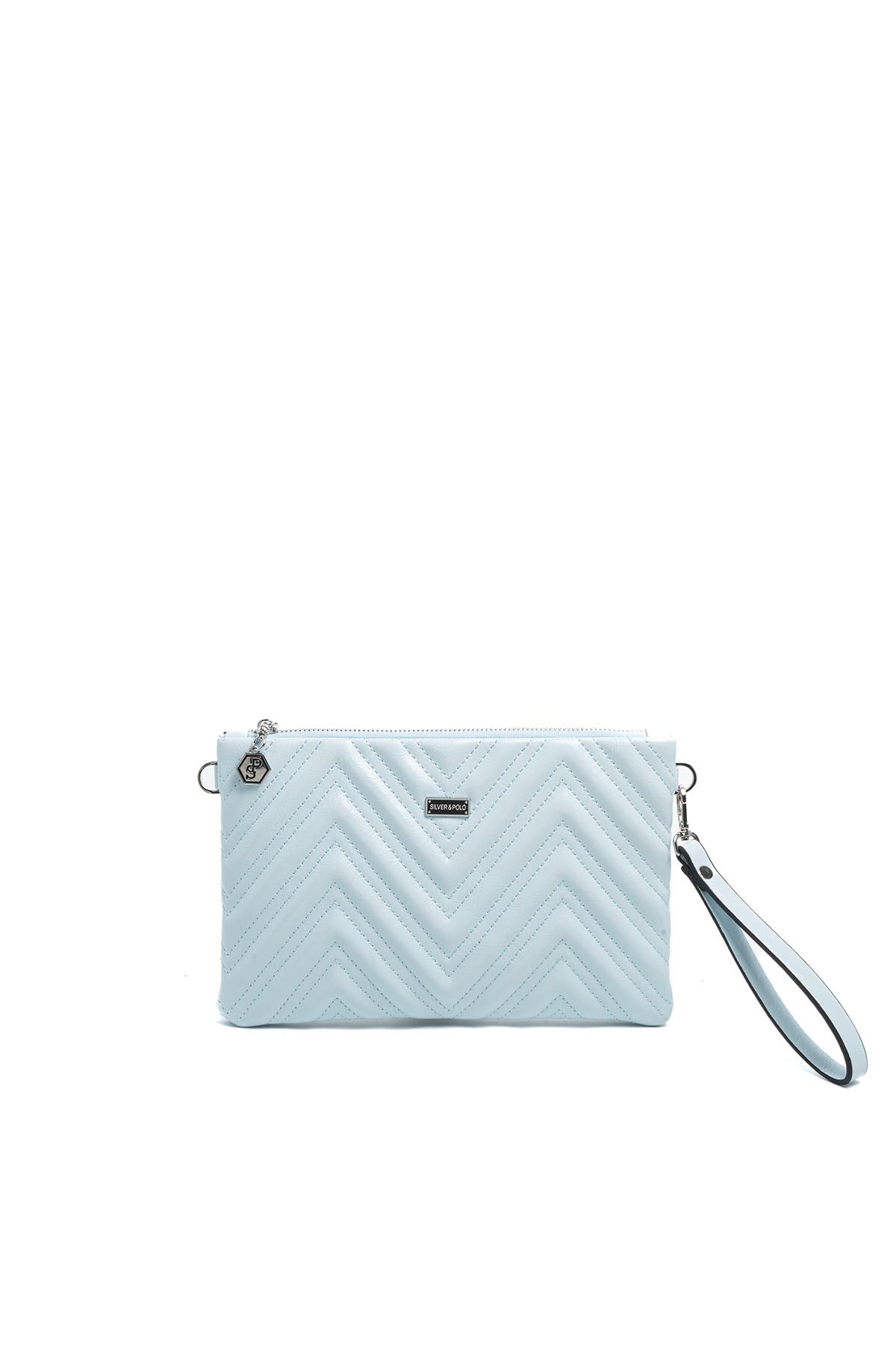 Silver Polo Mavi - Mavi Kapitone V Kadın Portföy ve Clutch El Çantası SP1250
