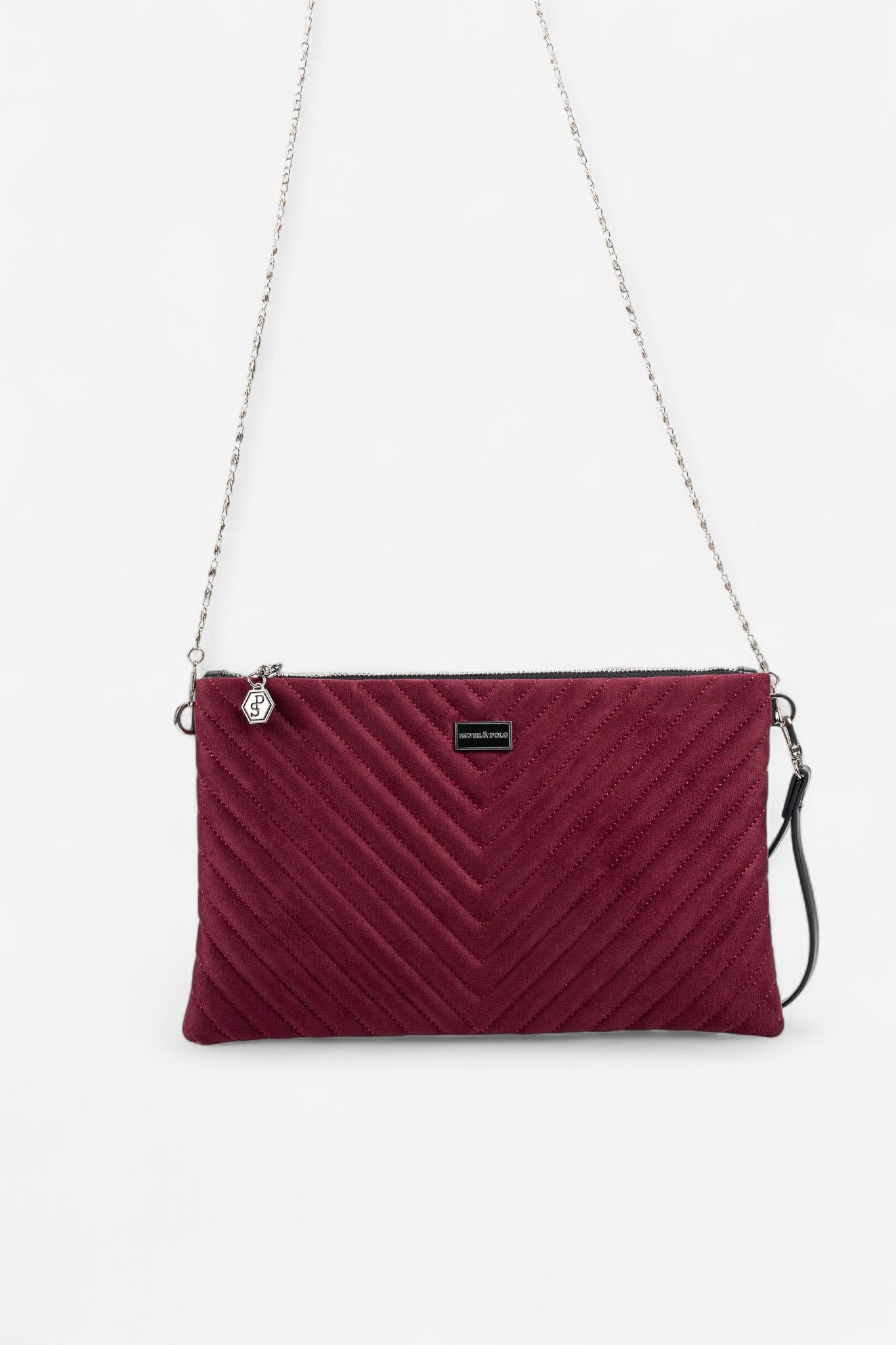 Silver & Polo SP1034 Kadın Portföy & Clutch Kapitone V Süet Bordo
