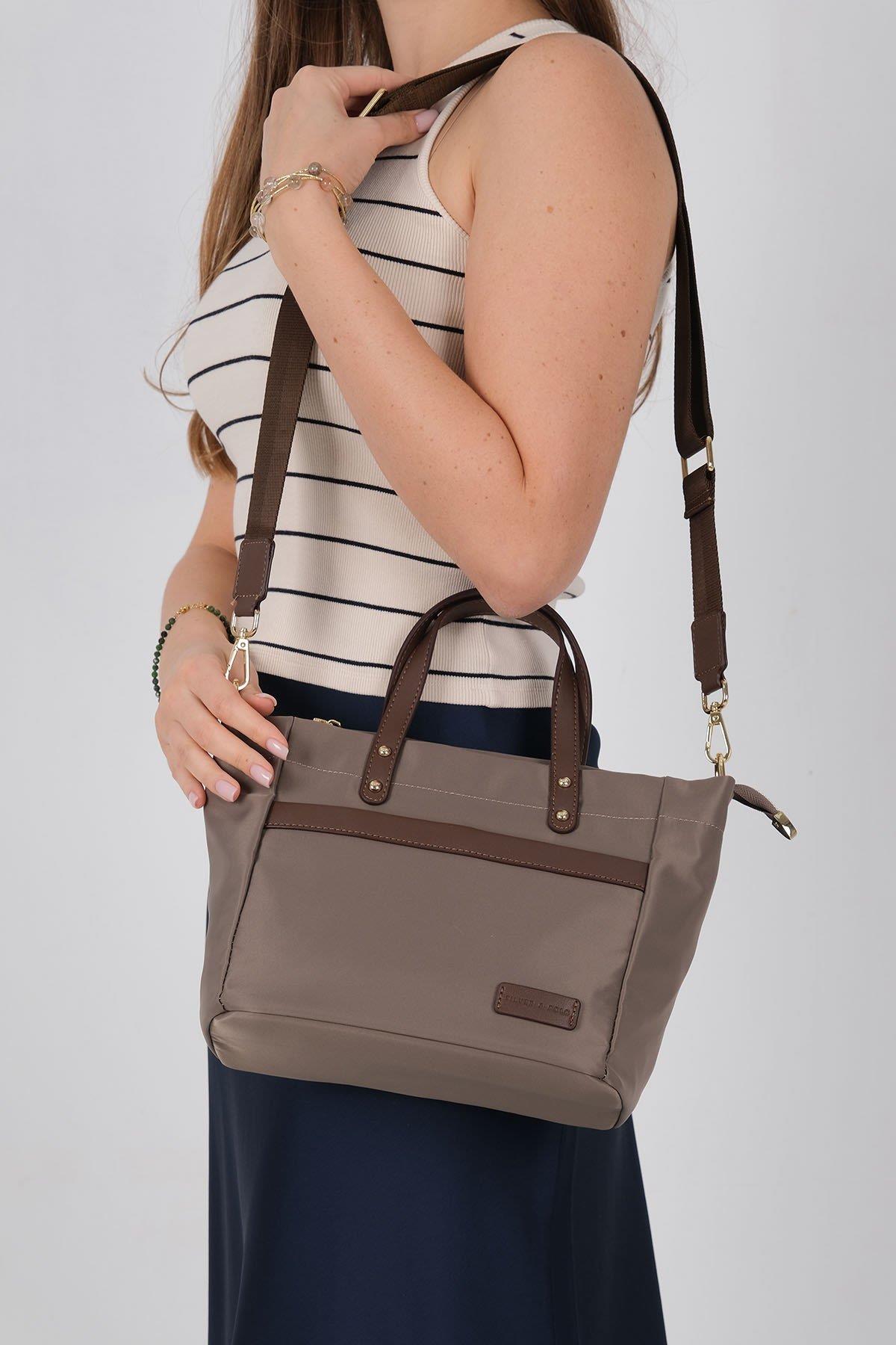 1214 Kadın El Çantası  Kum-Kahve