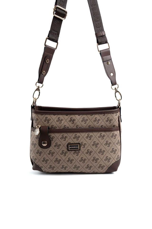 Silver Polo Koyubej - Kahve Monogram Kadın Çapraz Çanta SP1160