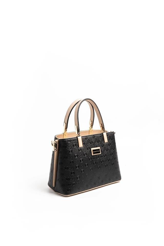 Silver & Polo SP987 Kadın El Çantası Logolu Siyah-S.Nut