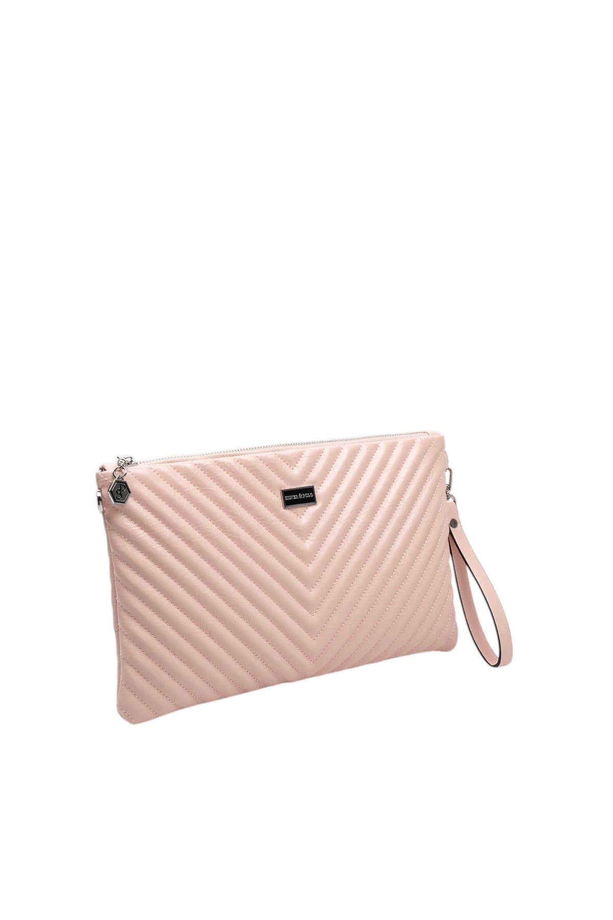 Silver Polo Crash Pudra Kapitone V Kadın Portföy ve Clutch El Çantası SP1034